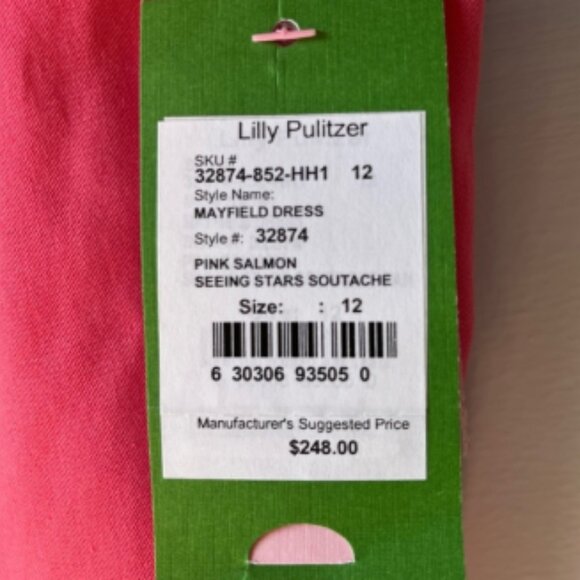 NWT Lily Pulitzer Mayfield Dress, Style 32874, Pink Salmon Seeing Stars Soutache - Picture 6 of 10